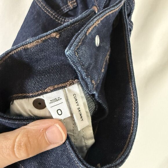 LOFT Curvy Skinny Jeans Women's 0 Dark Wash Blue Denim Low Rise Cotton Blend - Picture 5 of 9